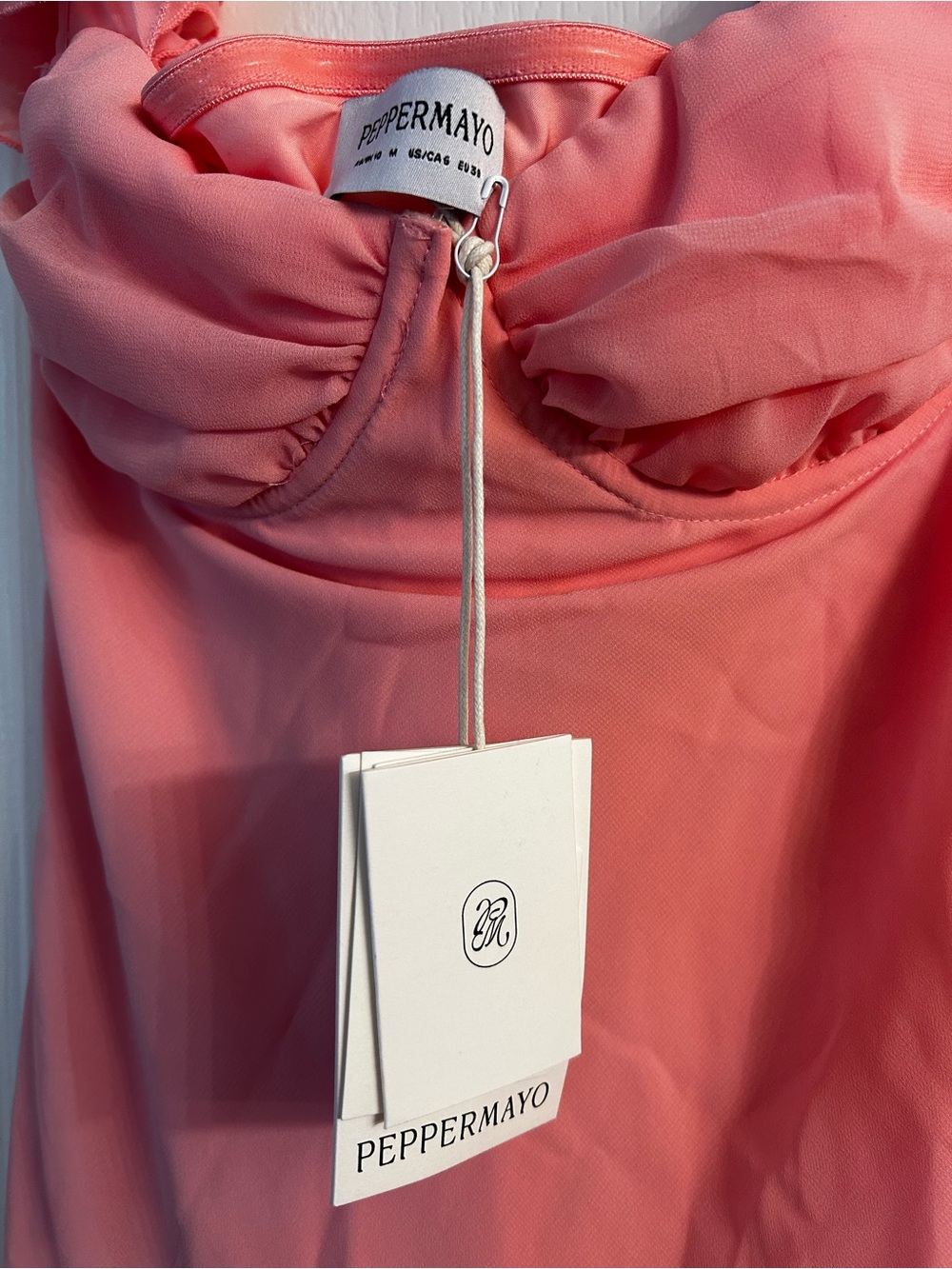 Peppermayo Coral Pink Strapless Ruched Bust Camisole